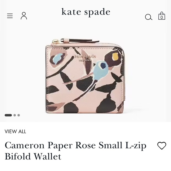 Kate Spade Cameron Paper Rose Small L-zip Bifold Wallet - Picture 3 of 13